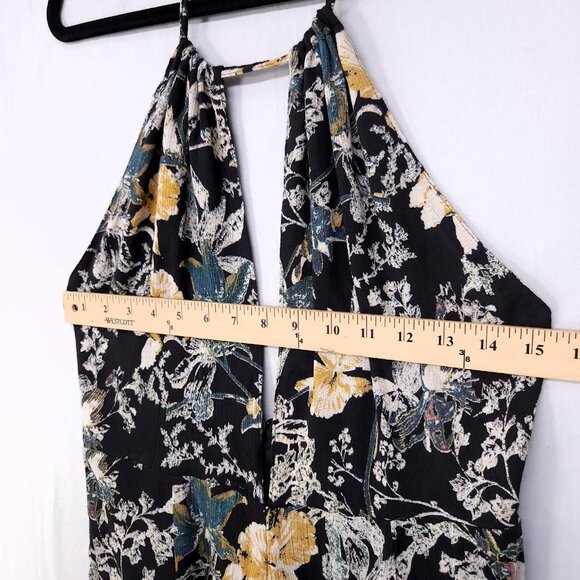 Free People Halter Wide Leg Jumpsuit Size 2 Cropped Floral Print Crinkle Fabric - Picture 7 of 16